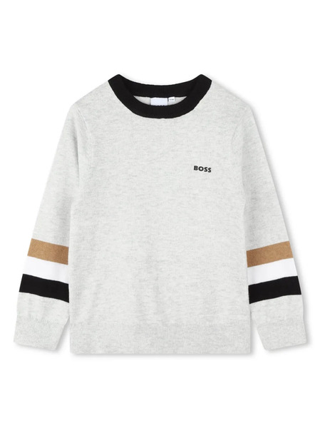  Boss Kidswear Logo-print Crew Neck Jumper - Grey 
