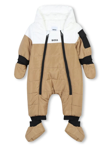  Boss Kidswear Logo-print Hooded Snowsuit - Neutrals 