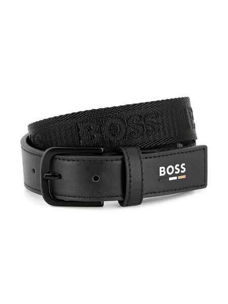  Boss Kidswear Logo-print Leather Belt - Black 