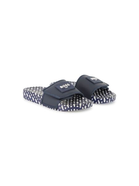  Boss Kidswear Logo-print Slides - Blue 