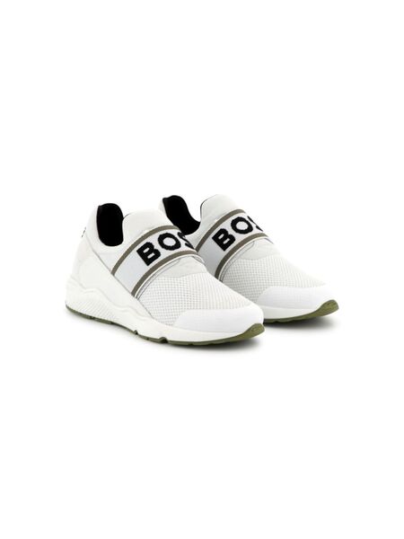  Boss Kidswear Logo-print Strap Sneakers - White 