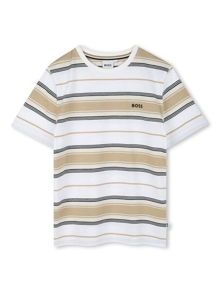  Boss Kidswear Logo-print Striped T-shirt - Neutrals 