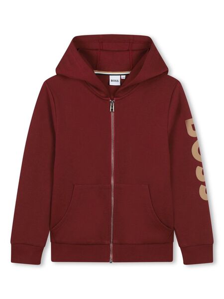 Boss Kidswear Logo-printed Sleeve Zipped Hoodie - Red 
