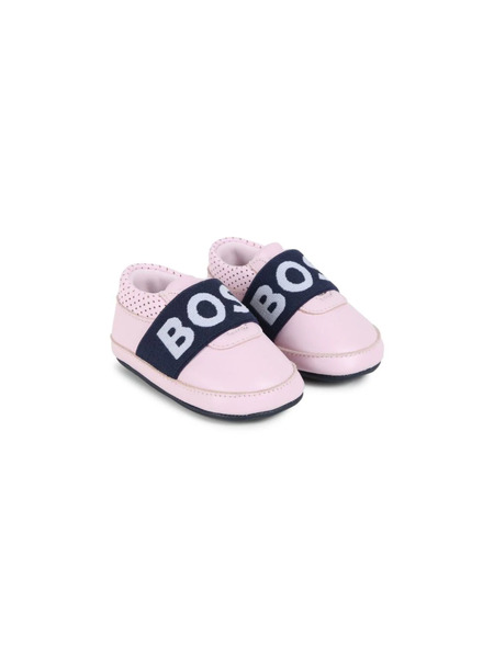  Boss Kidswear Logo-strap Leather Pre-walkers - Pink 