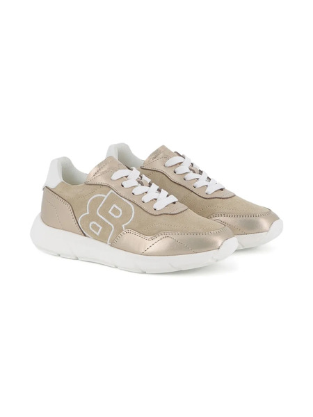  Boss Kidswear Metallic-leather Lace-up Sneakers - Gold 