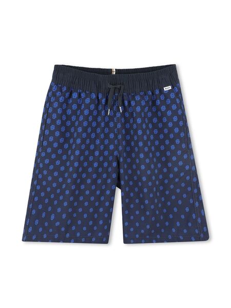  Boss Kidswear Monogram-print Swim Shorts - Blue 