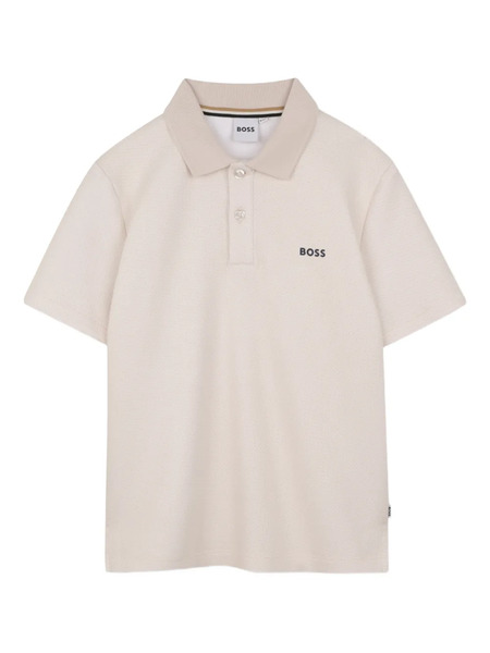  Boss Kidswear Patterned Short-sleeve Polo Shirt - Neutrals 