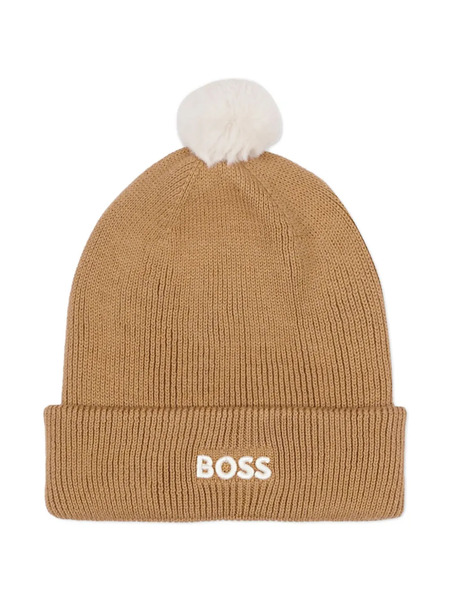  Boss Kidswear Pom-pom Beanie Hat - Brown 