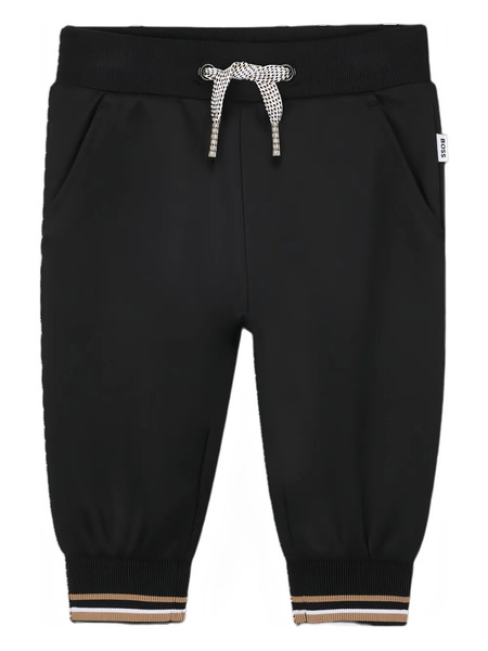  Boss Kidswear Ribbed-cuff Drawstring Trousers - Black 