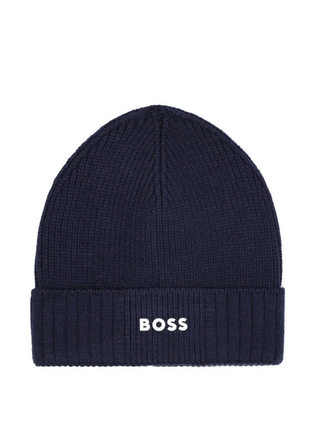  Boss Kidswear Ribbed-knit Beanie Hat - Blue 
