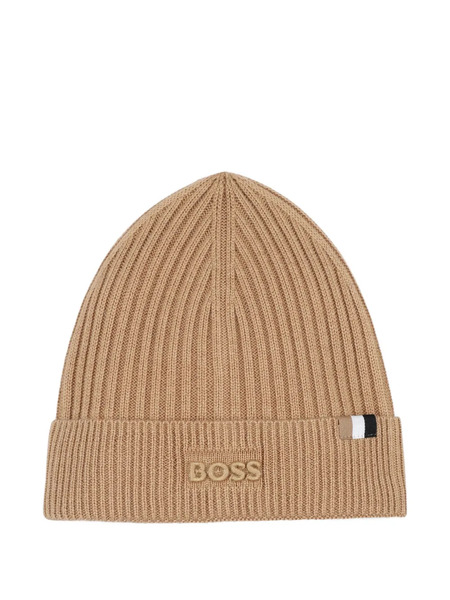  Boss Kidswear Ribbed-knit Beanie Hat - Neutrals 