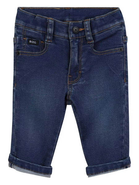  Boss Kidswear Rolled-hem Denim Trousers - Blue 