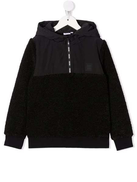  Boss Kidswear Shearling-effect Hoodie - Black 