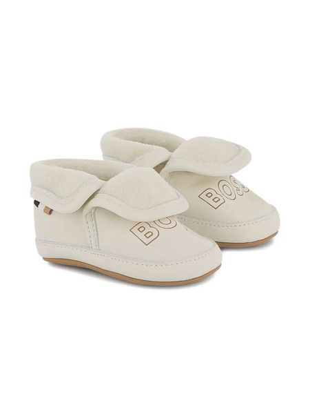  Boss Kidswear Shearling-lined Leather Booties - White 