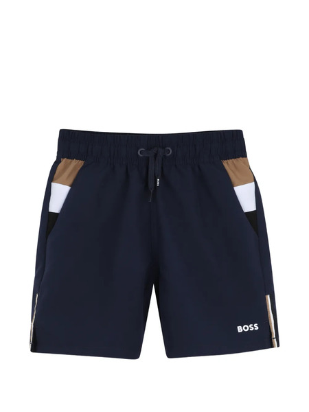  Boss Kidswear Striped Side Panel Swim Shorts - Blue 