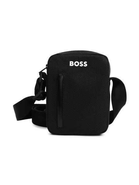  Boss Kidswear Textured-finish Messenger Bag - Black 