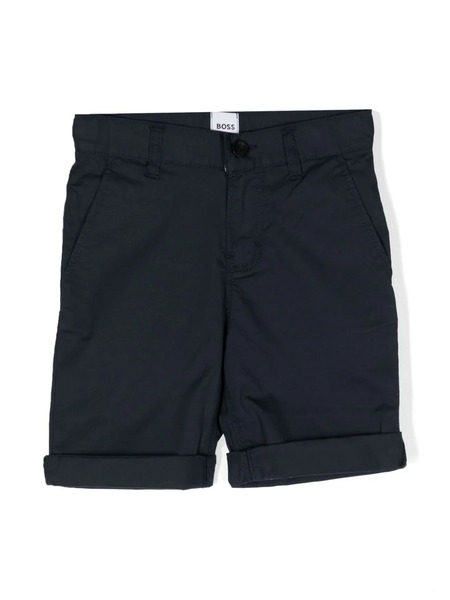  Boss Kidswear Turn-up Stretch-cotton Shorts - Blue 