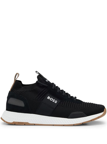  Boss Knitted-upper Low-top Sneakers - Black 