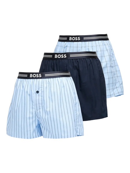  Boss Logo-band Boxers (set Of Three) - Blue 