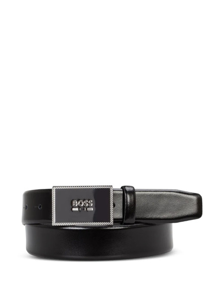  Boss Logo-buckle Leather Belt - Black 