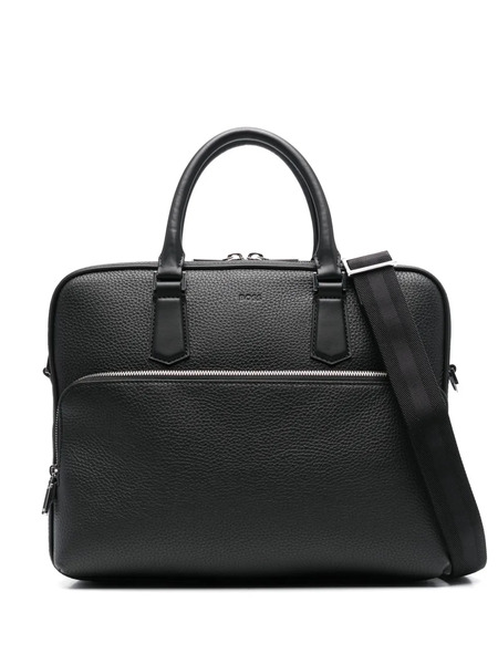  Boss Logo-debossed Leather Laptop Bag - Black 