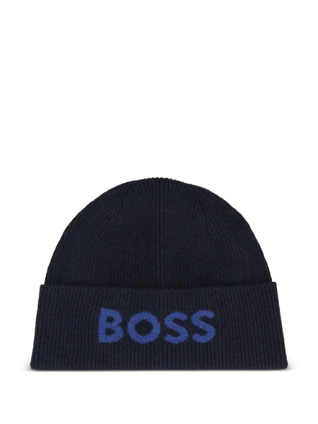 Boss Logo Detail Beanie - Blue 