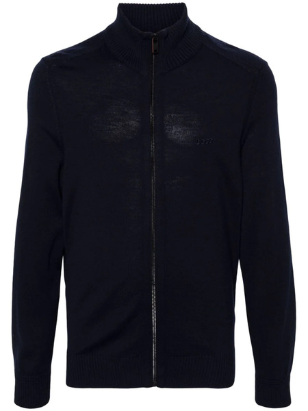  Boss Logo-embroidered Cardigan - Blue 