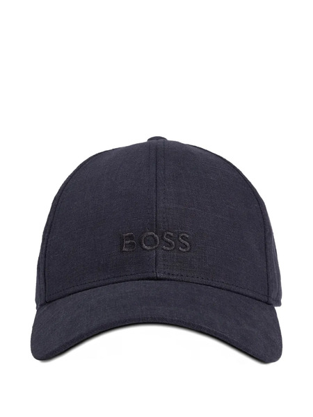  Boss Logo-embroidered Linen Cap - Black 