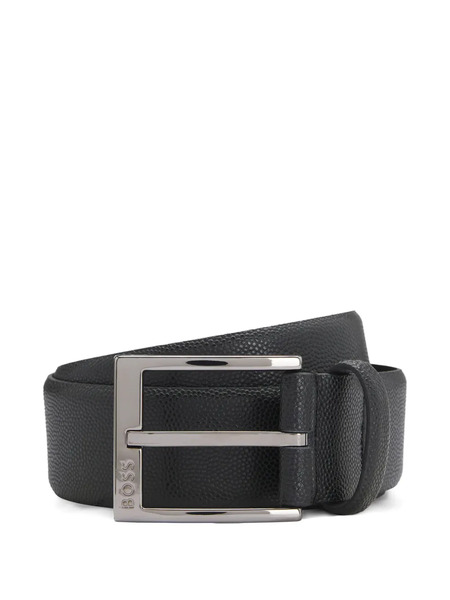  Boss Logo-engraved Leather Belt - Black 