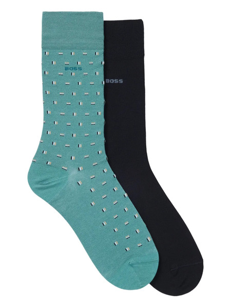  Boss Logo-intarsia Socks (pack Of Two) - Blue 