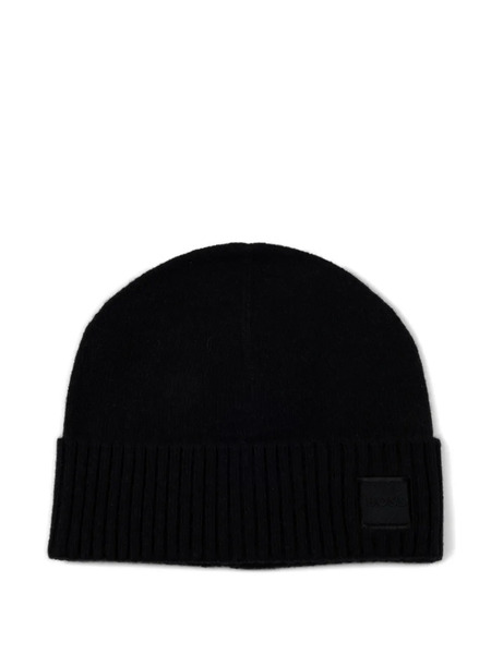  Boss Logo-patch Beanie Hat - Black 