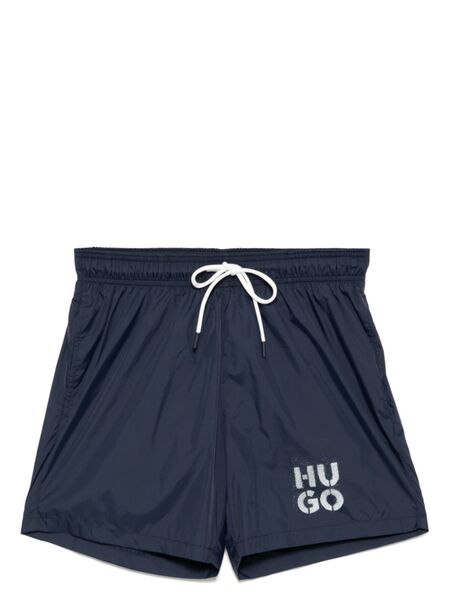  Boss Logo Print Swim Shorts - Blue 