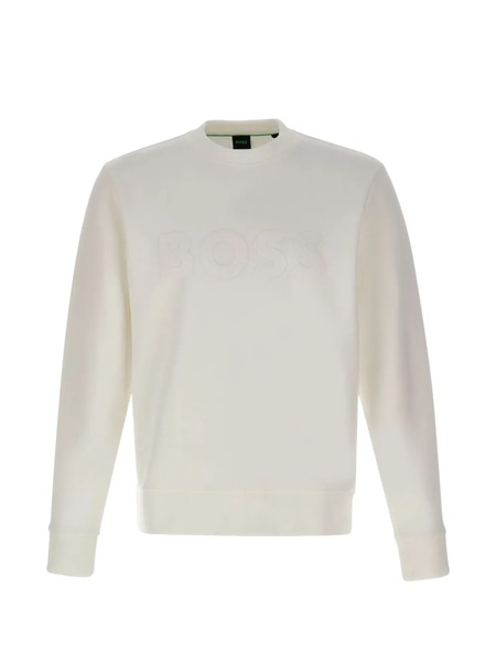  Boss Logo Ribbed Crew-neck Sweatshirt - Neutrals 