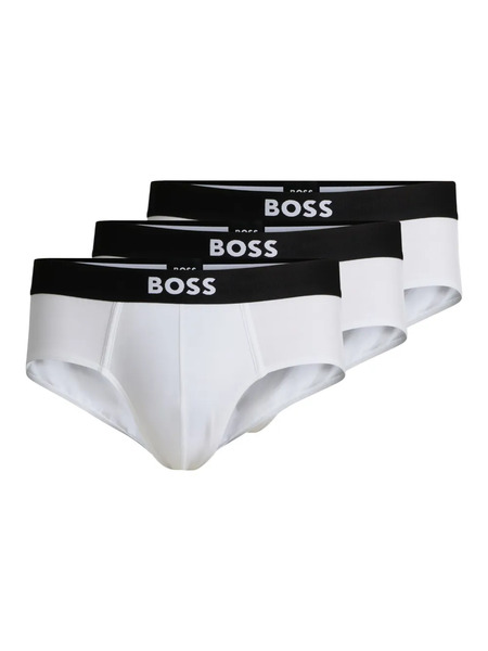  Boss Logo-waistband Briefs (pack Of Three) - White 