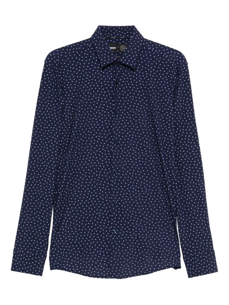  Boss Long-sleeved Patterned Shirt - Blue 