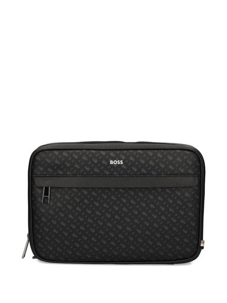  Boss Monogram Zip Wash Bag - Black 