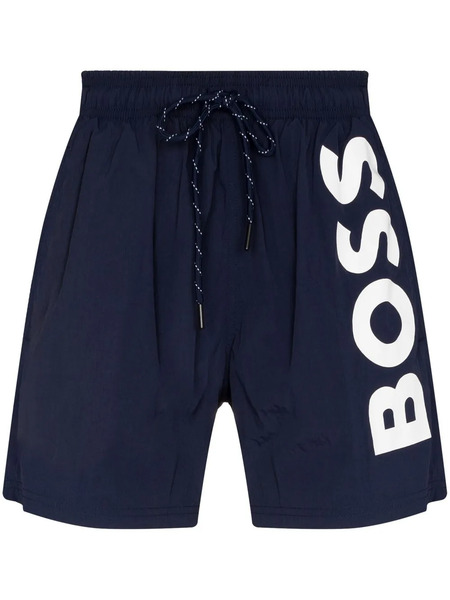  Boss Octopus Logo-print Swim Shorts - Blue 