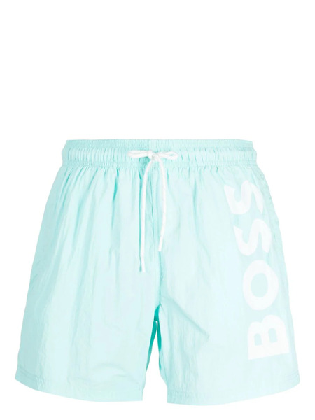  Boss Octopus Logo-print Swim Shorts - Blue 