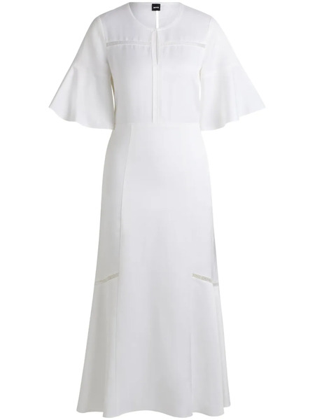 Boss Perforated-detailing Flared Midi Dress - White 