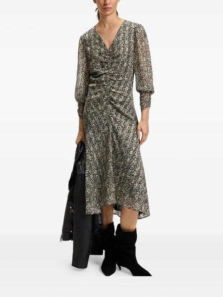  Boss Printed-floral Midi Dress - Grey 