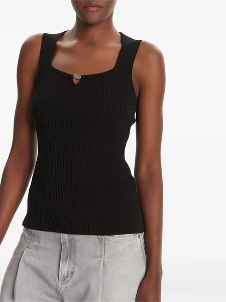  Boss Ribbed Appliqué Top - Black 