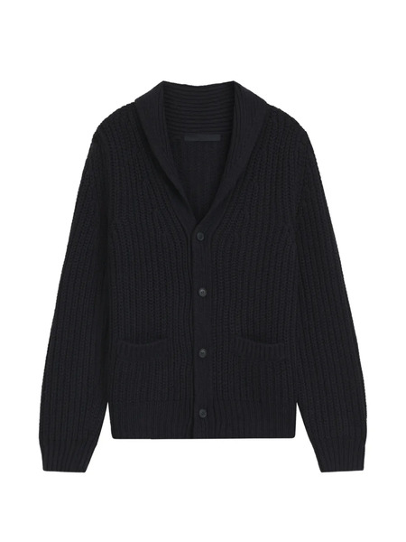  Boss Ribbed Shawl-collar Cardigan - Blue 