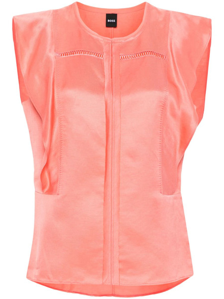  Boss Ruffle-trim Twill Blouse - Orange 