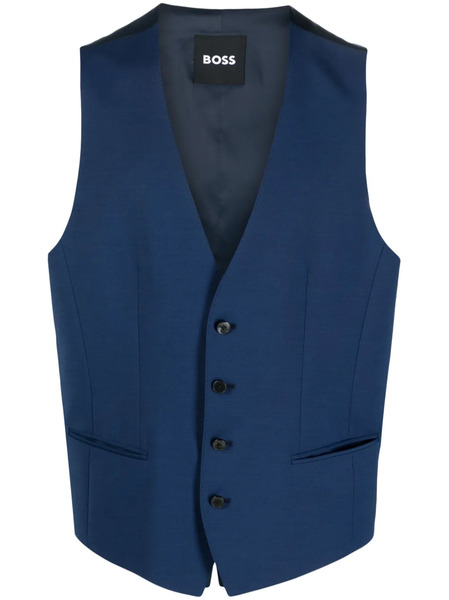  Boss Single-breasted Buttoned Waistcoat - Blue 