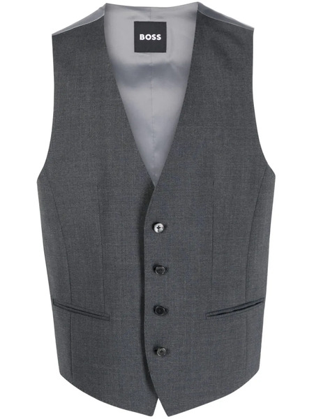  Boss Single-breasted Buttoned Waistcoat - Grey 