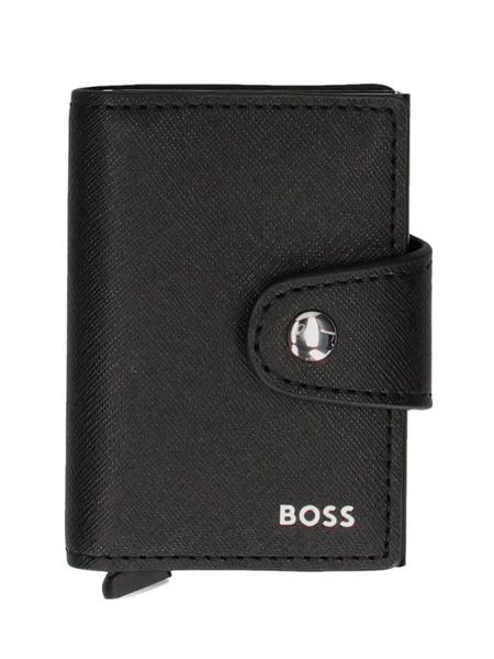  Boss Snap-button Leather Wallet - Black 
