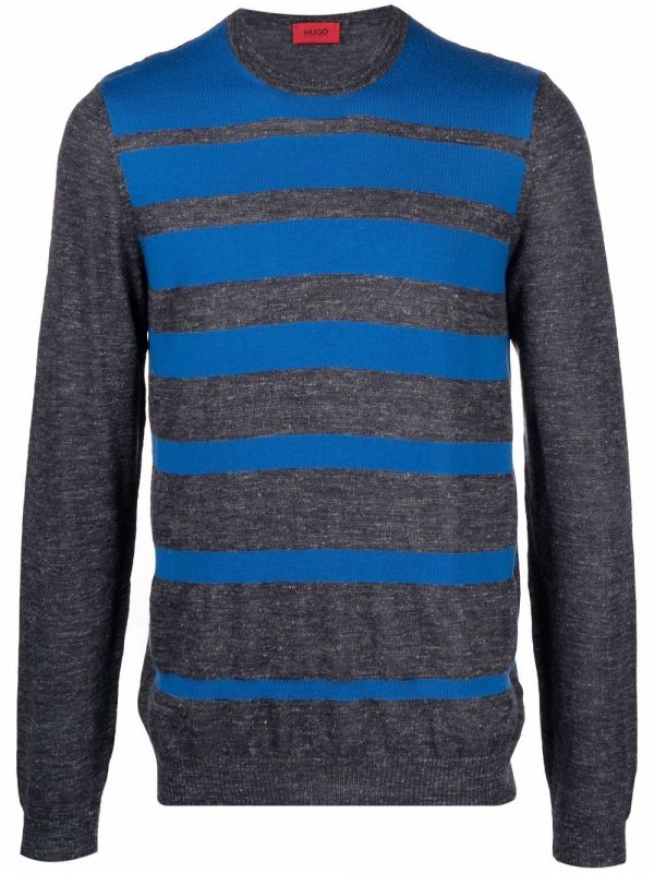  Boss Striped-knit Jumper - Grey 