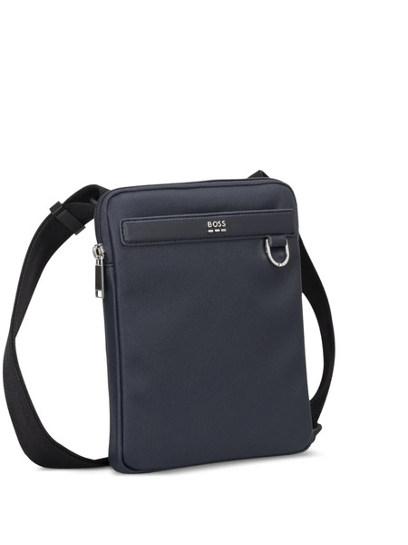  Boss Textured Zip-fastening Messenger Bag - Blue 