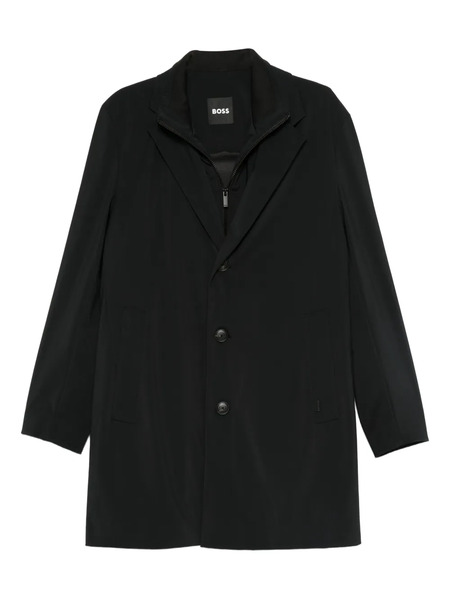  Boss Three-button Notched-lapels Coat - Black 