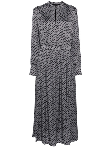  Boss Tonal Monogram-print Midi Dress - Grey 